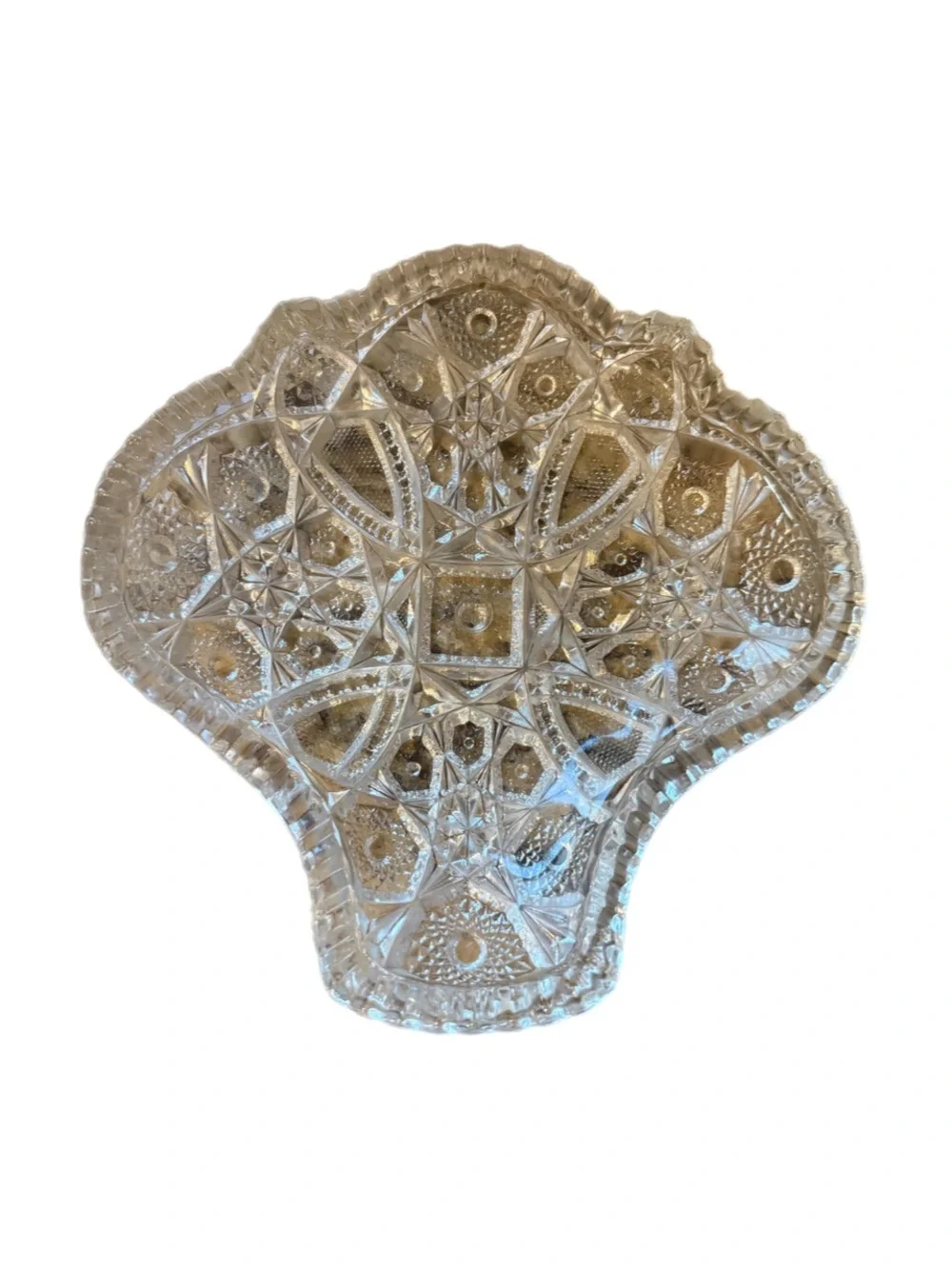 Pres Cut Clear Crystal Glass Decorative Dish Accent Spoon Rest Plant Dish